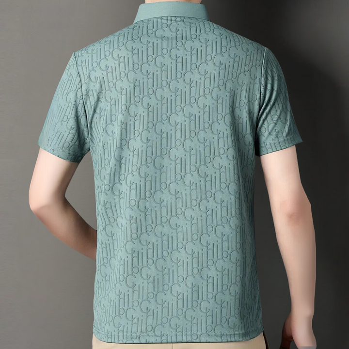 Stylish men's short sleeve smart-fit button-up shirt with a modern vertical stripe pattern for casual wear.