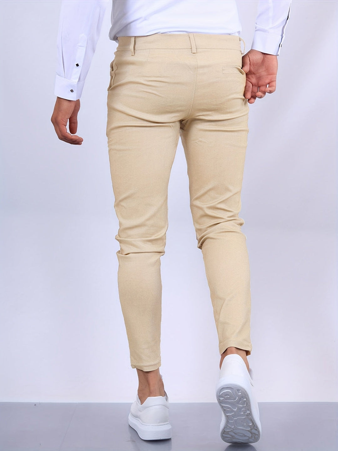 Slim fit men's cotton blend trousers, offering comfort and style, new collection