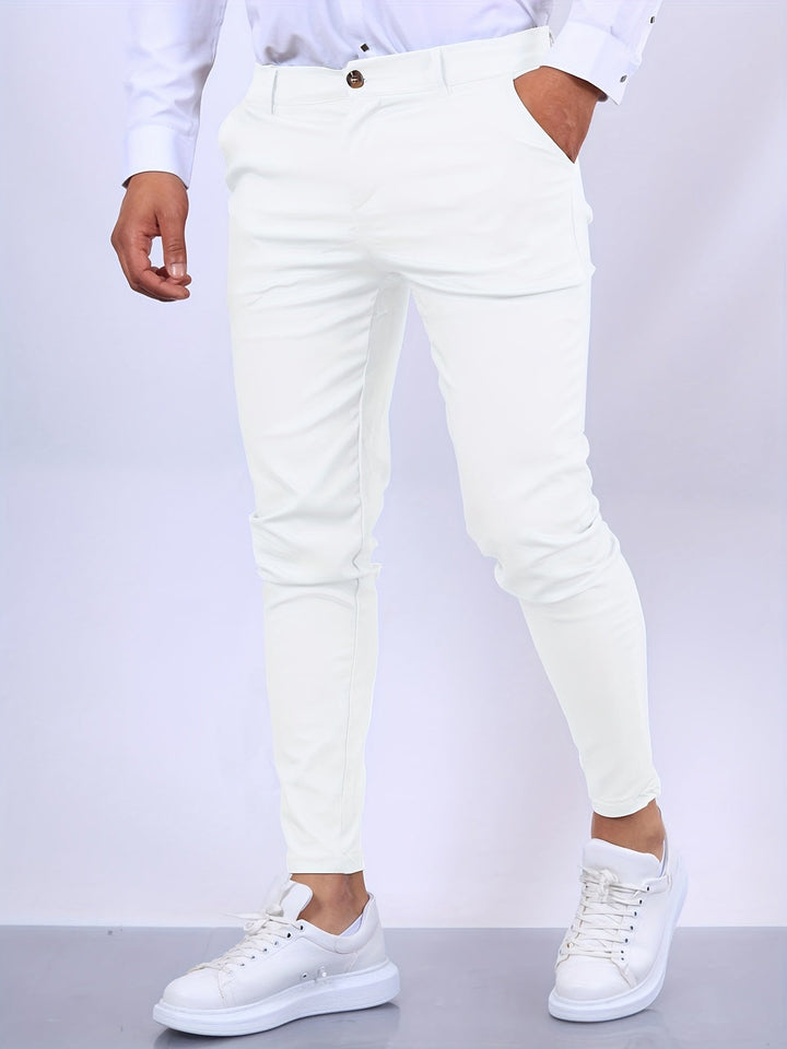 All-season men's skinny fit casual pants, providing comfort and flexibility