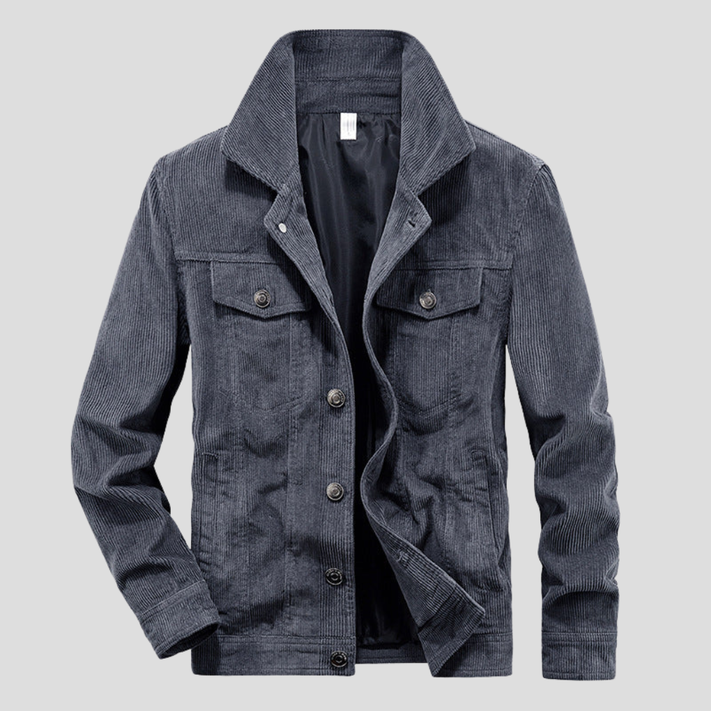 Versatile men's corduroy style jacket for casual or smart casual everyday wear. Excellent for autumn & spring layering.
