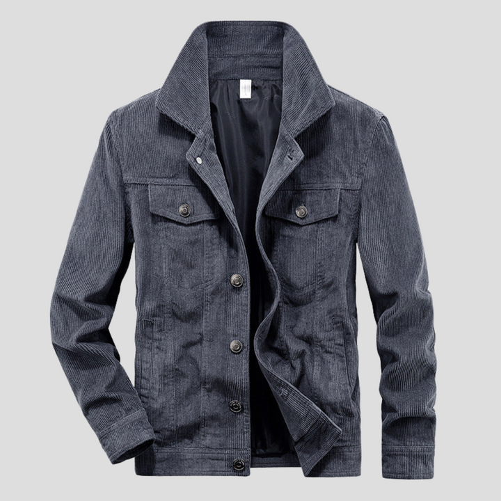 Versatile men's corduroy style jacket for casual or smart casual everyday wear. Excellent for autumn & spring layering.