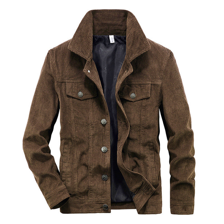 Men's sleek transitional corduroy style jacket. An everyday button-up perfect for autumn & spring smart casual layering.