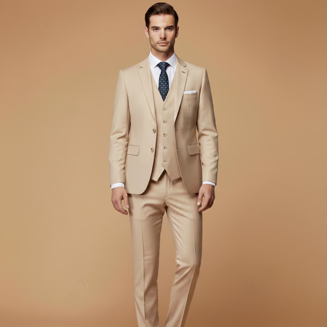 Sharp men's slim fit 3-piece formal suit. Versatile for wedding, business, or party.