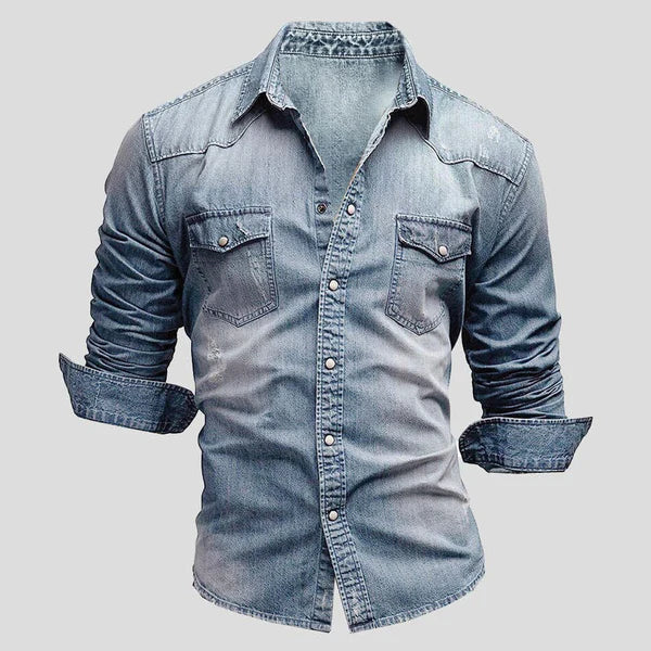Men's slim fit casual long sleeve button-up shirt in a stylish solid color, perfect for modern everyday men's fashion.