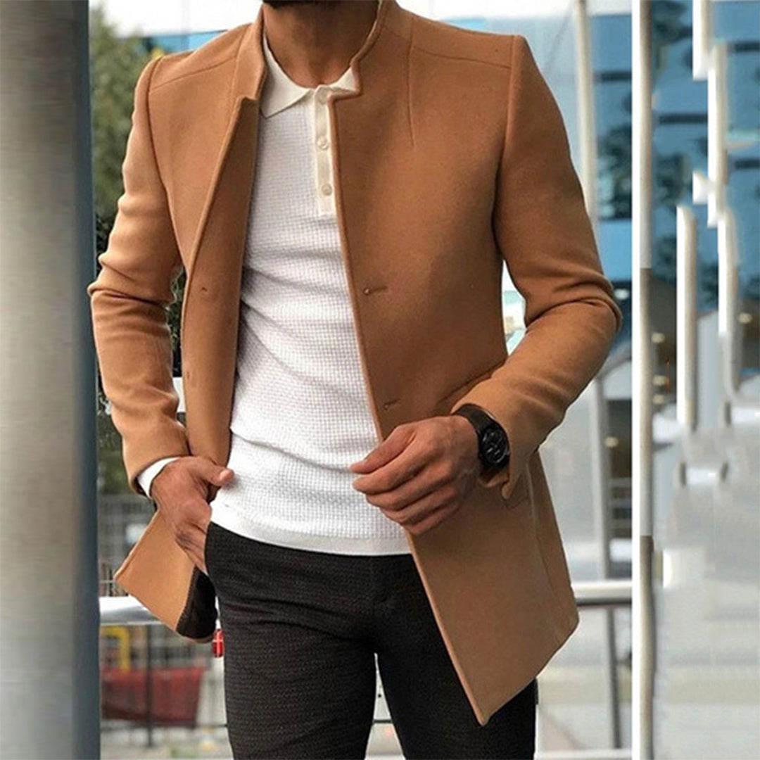 Men's slim fit casual long jacket, perfect for transitional everyday wear