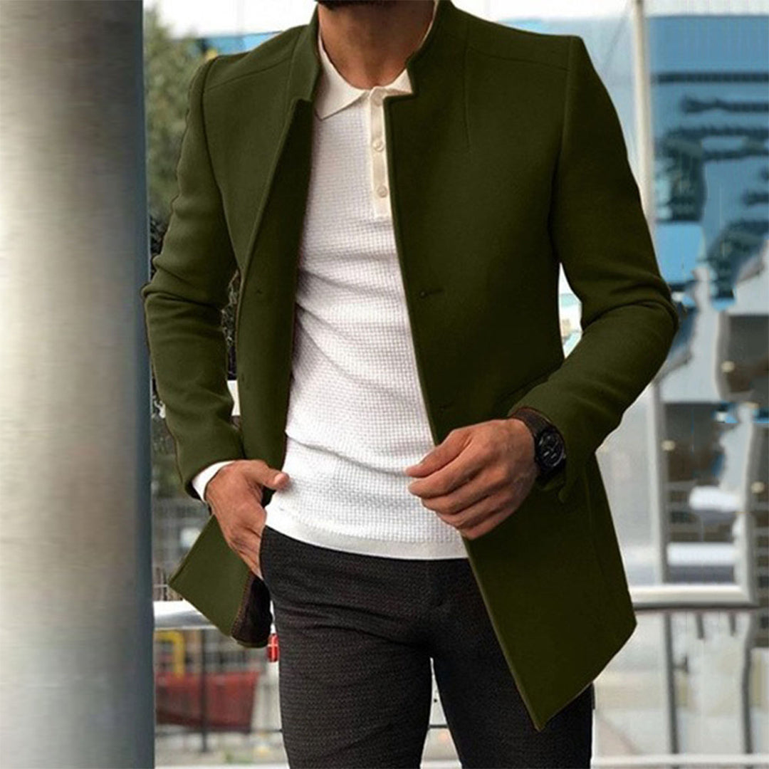 Stylish men's long jacket, slim fit design for modern casual outerwear fashion