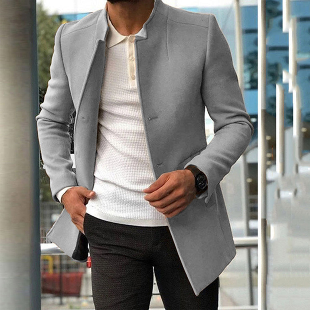 Everyday men's long jacket, slim fit casual style for versatile outfits