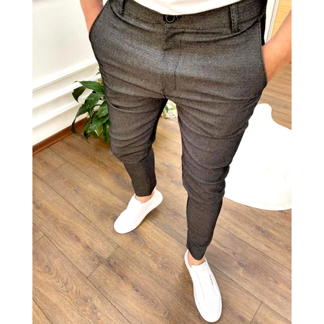Comfortable men's chino pants with stretch fabric, ideal for modern mens fashion and all-day wear.