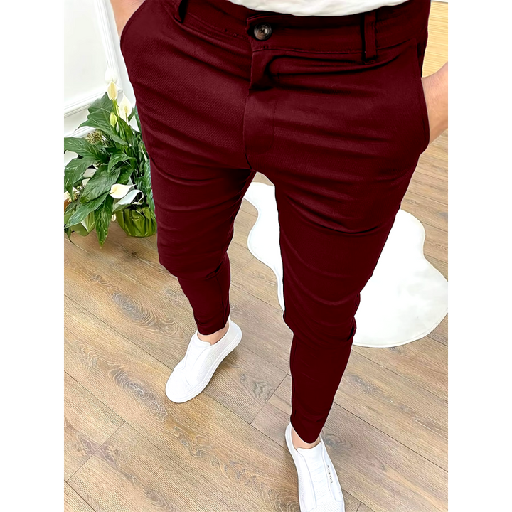 Stylish men's chino pants, perfect for comfortable office attire or smart casual wear.