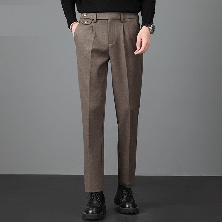 Men's slim fit dress pants in a classic black, offering tailored style for business casual or formal wear occasions.