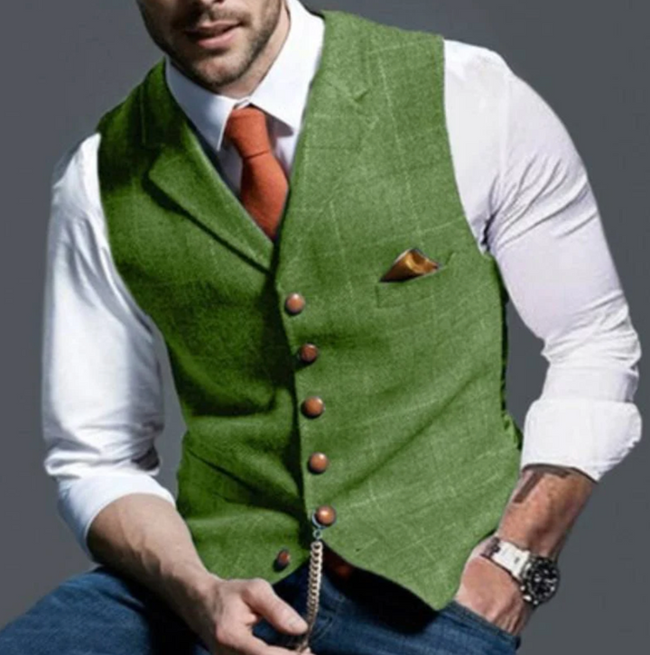 Stylish men's slim fit tailored waistcoat, perfect for business attire, formal events, and smart casual looks.
