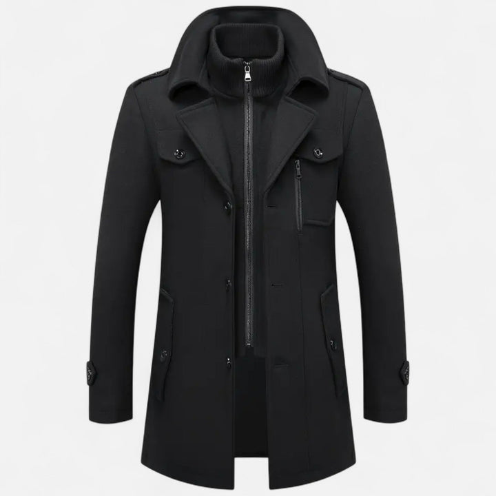 Elegant men's slim-fit formal coat. Perfect for business wear, smart casual outfits, and sophisticated autumn events.
