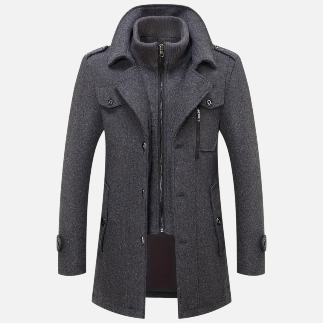 Timeless men's slim-fit elegant coat, ideal for formal, business, or smart casual autumn & winter menswear.