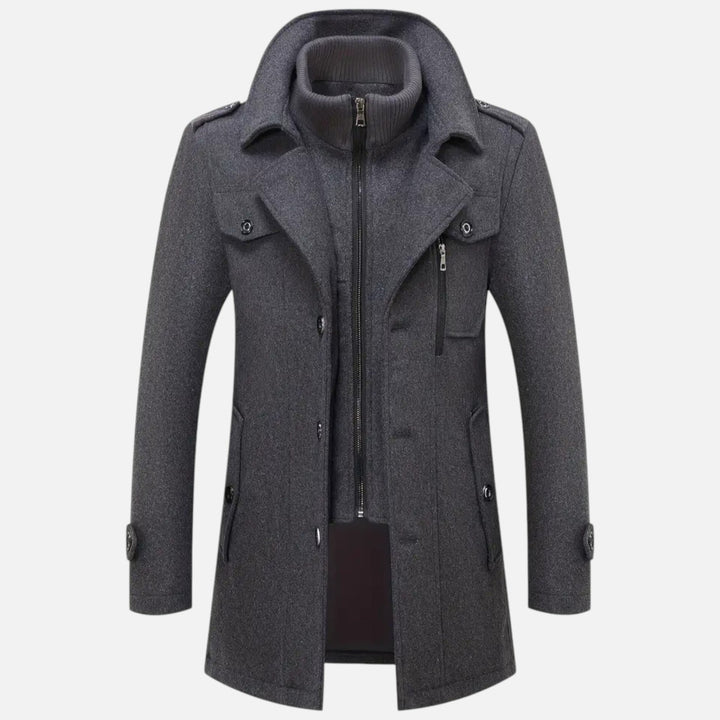 Timeless men's slim-fit elegant coat, ideal for formal, business, or smart casual autumn & winter menswear.