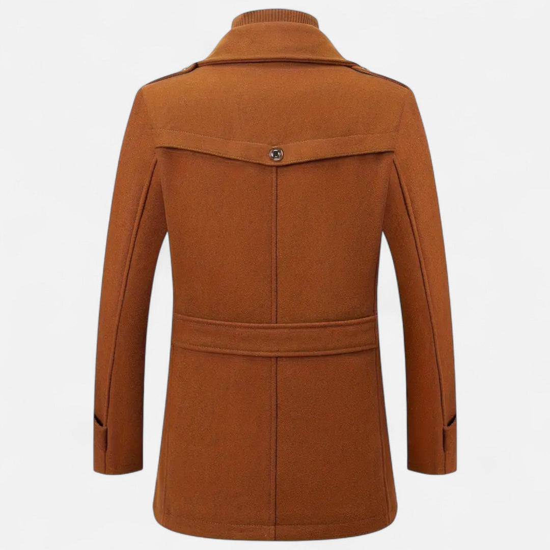 Structured & sophisticated men's slim-fit coat. Elegant formal outerwear for business & smart casual ensembles.
