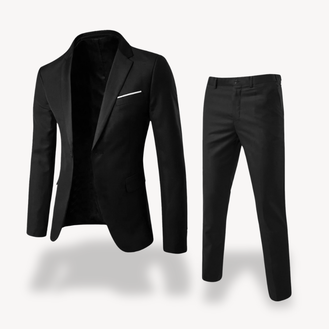 Men's slim fit formal wear suit, a two-piece blazer & pants set for business and wedding events.