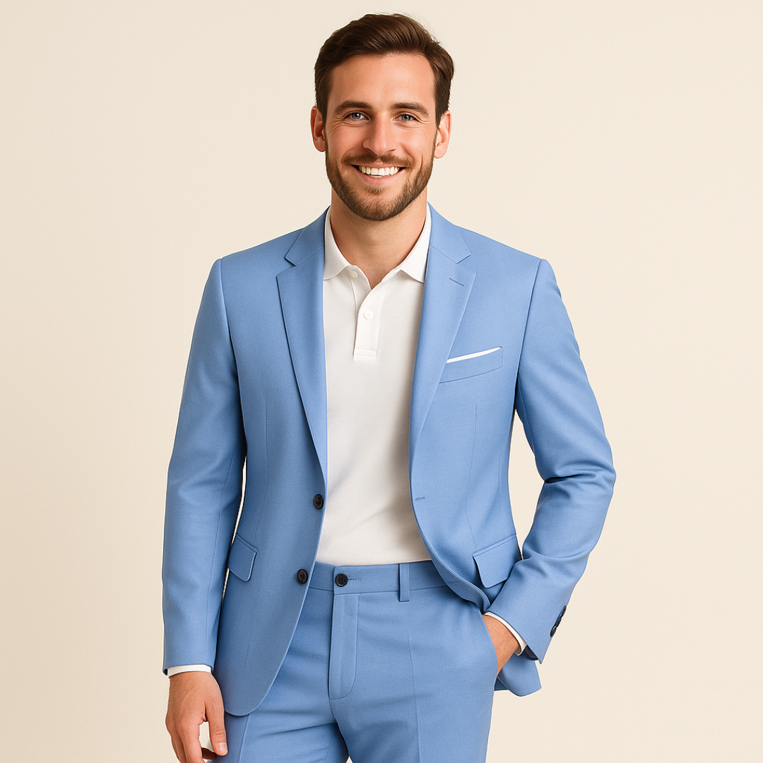 Professional men's slim fit business suit, a versatile blazer & pants for corporate events.