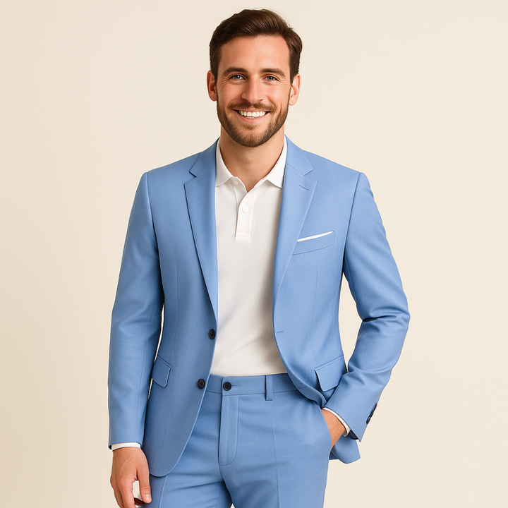 Professional men's slim fit business suit, a versatile blazer & pants for corporate events.