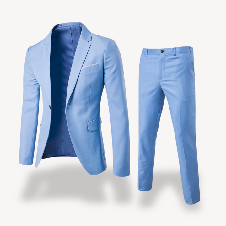 Stylish men's slim fit suit set, a two-piece formal blazer & pants for sophisticated event wear.