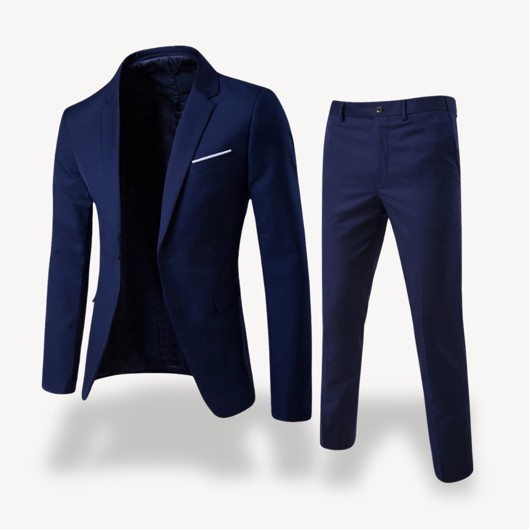 Sharp slim fit men's formal suit set, ideal blazer & pants for weddings, business, or special events.