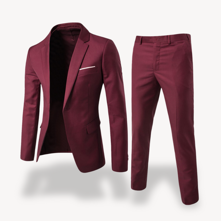 Classic black men's slim fit formal suit set, a sharp blazer & pants for any special occasion.