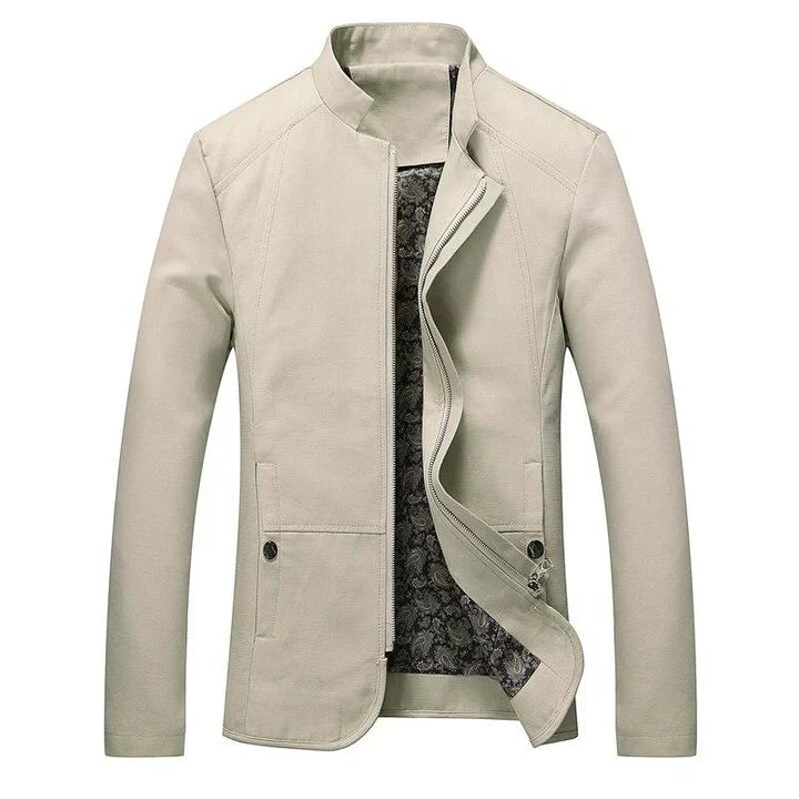 Men's slim-fit lightweight zip-up jacket in a versatile color, perfect for casual or transitional wear.