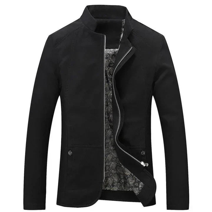 Comfortable men's lightweight zip-up jacket, slim-fit design, ideal as casual outerwear for any season.