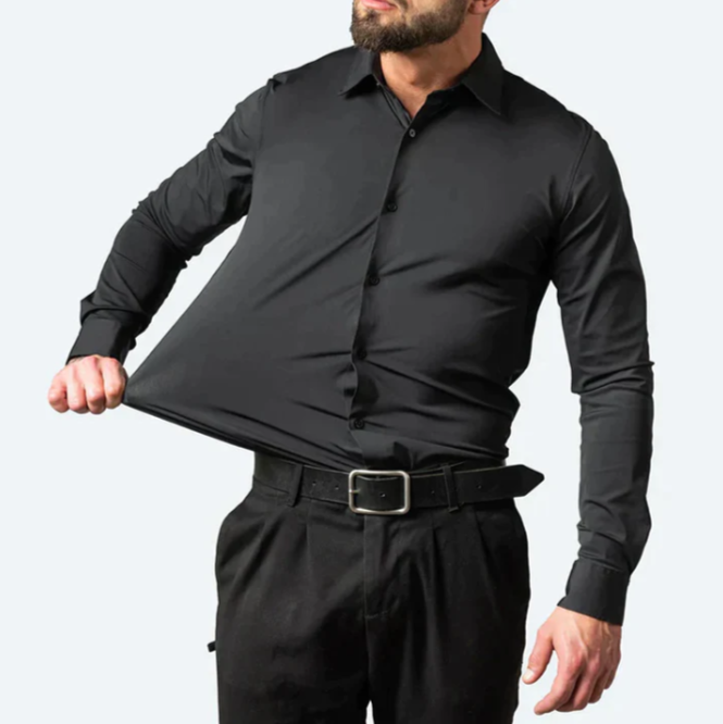 Classic men's formal long sleeve slim-fit dress shirt, a versatile staple for business and smart casual attire.