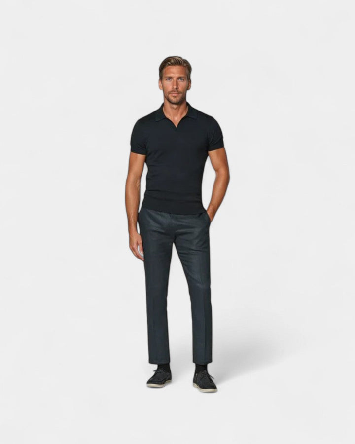 Lightweight, breathable men's slim fit polo, short sleeve, ideal smart casual summer top for comfort & style.