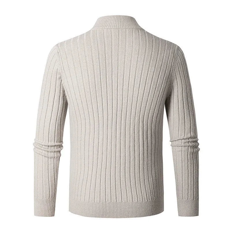 Comfortable men's long sleeve slim fit quarter zip sweater, a modern style for daily wear.