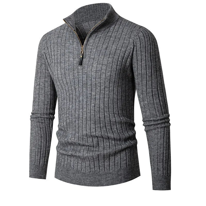 Men's stylish slim fit quarter zip sweater. Modern comfort for casual & semi-formal layering.