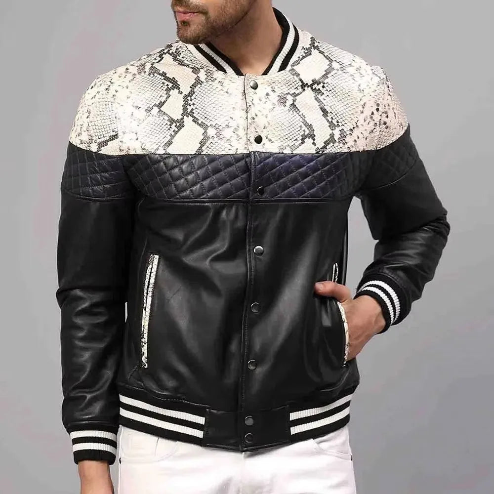 Stylish men's bomber jacket, slim fit, featuring a sleek stand collar for modern winter fashion.