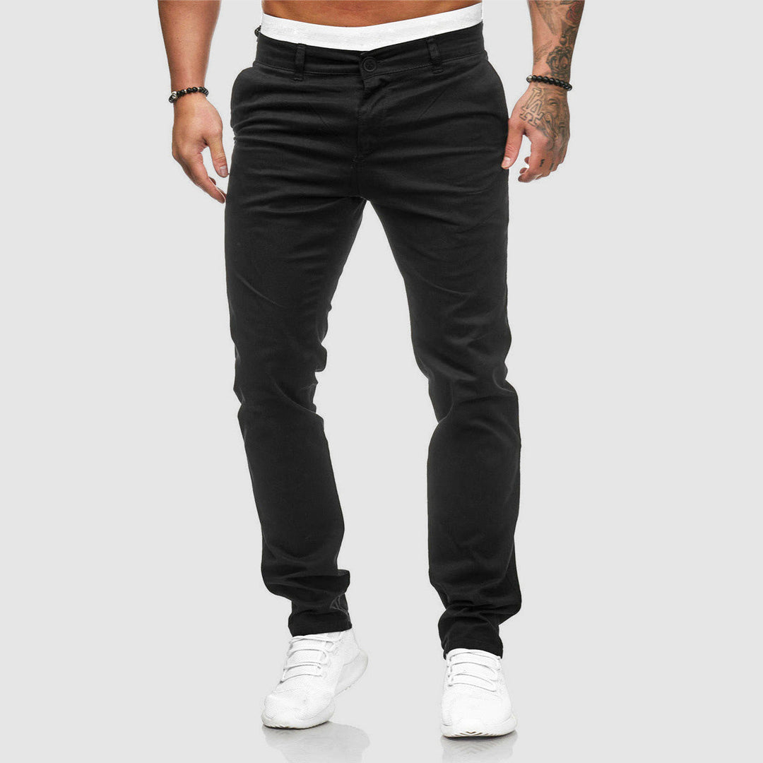 Everyday men's slim fit straight leg chino pants, comfortable and stylish for daily casual outfits.
