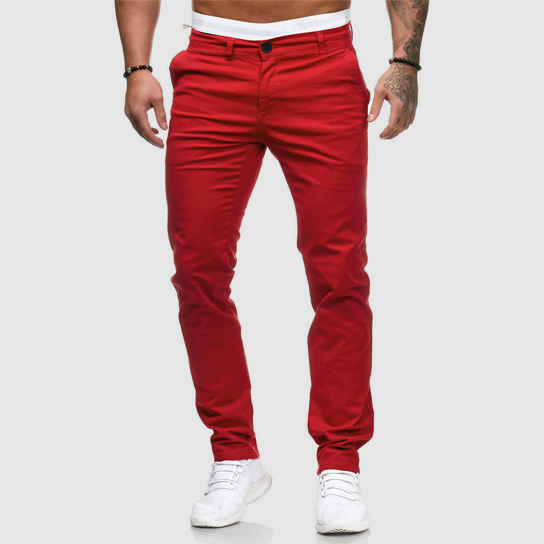 Casual men's slim fit straight leg chino trousers, a versatile addition to any men's fashion wardrobe.