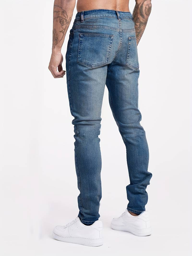 Versatile men's slim fit jeans. Comfortable five-pocket design, perfect for casual streetwear and daily wear.