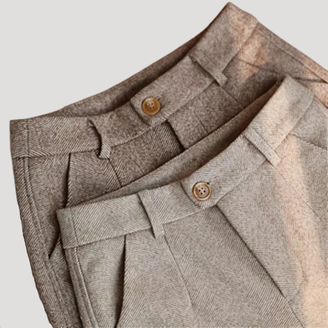 Men's slim fit tailored ankle-length casual pants in beige for spring fashion