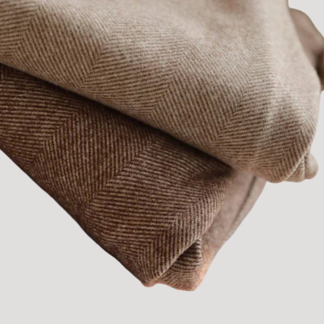 Front view of grey tailored ankle-length men's casual pants with pockets