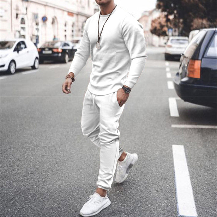 Full men's slim fit tracksuit set: jacket & pants for sports, comfort, & streetwear fashion.