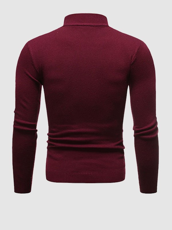 Full body shot of a man in a sophisticated slim fit turtleneck sweater for spring.