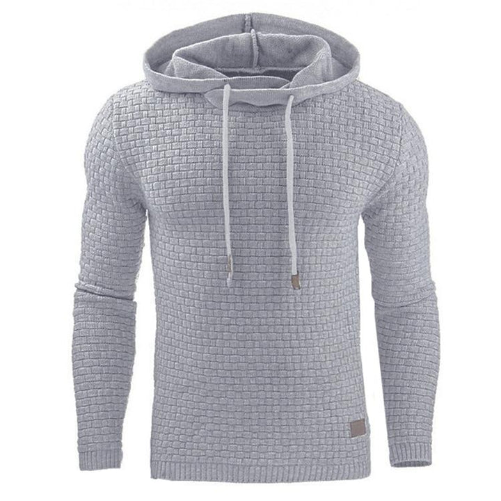 Warm, textured men's slim fit hoodie, a cozy long-sleeve pullover for stylish winter fashion & casual comfort.