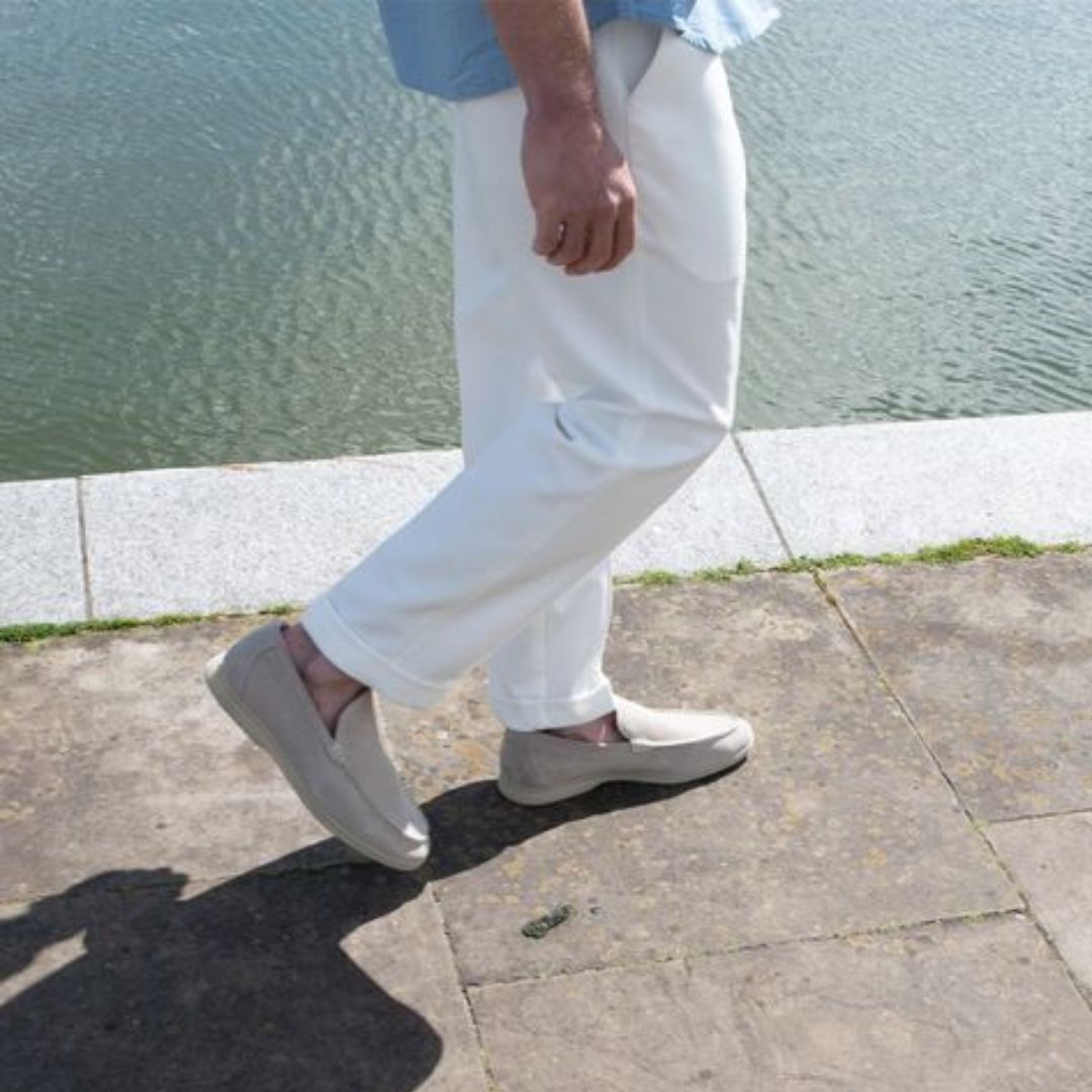 Top view of men's casual comfort shoes, highlighting the effortless slip-on style.