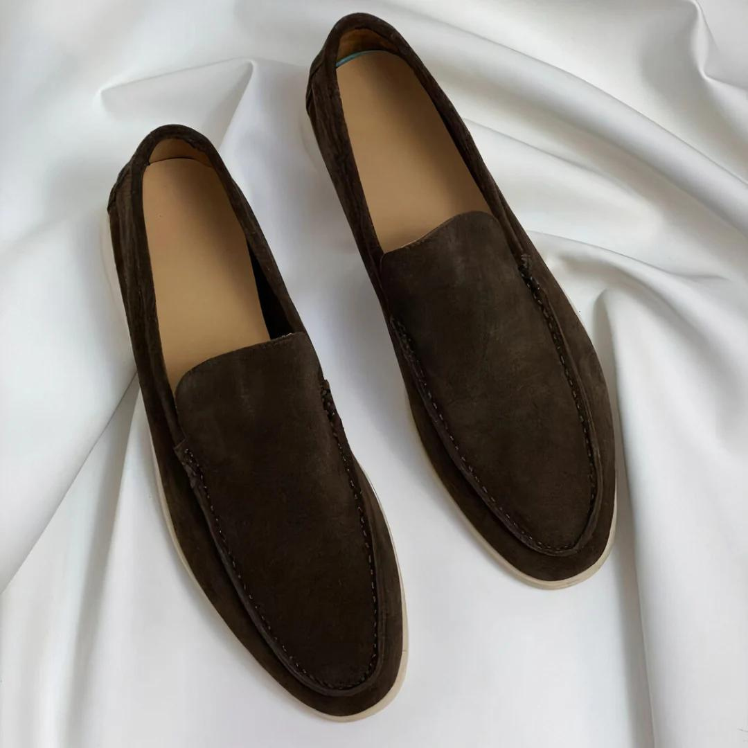 Front view of men's comfort loafers, featuring a simple, clean design for versatile fashion.
