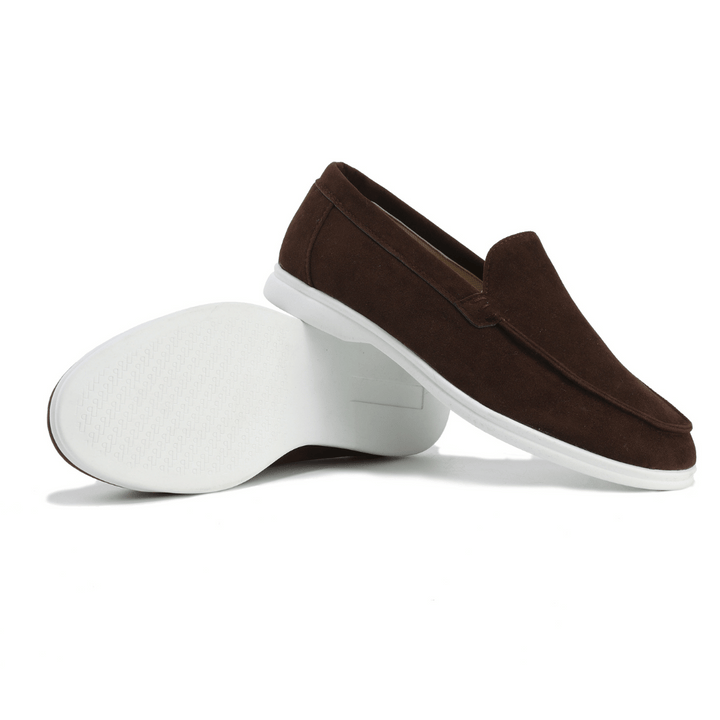 Detailed view of the sleek round toe men's fashion loafers, designed for ultimate comfort.