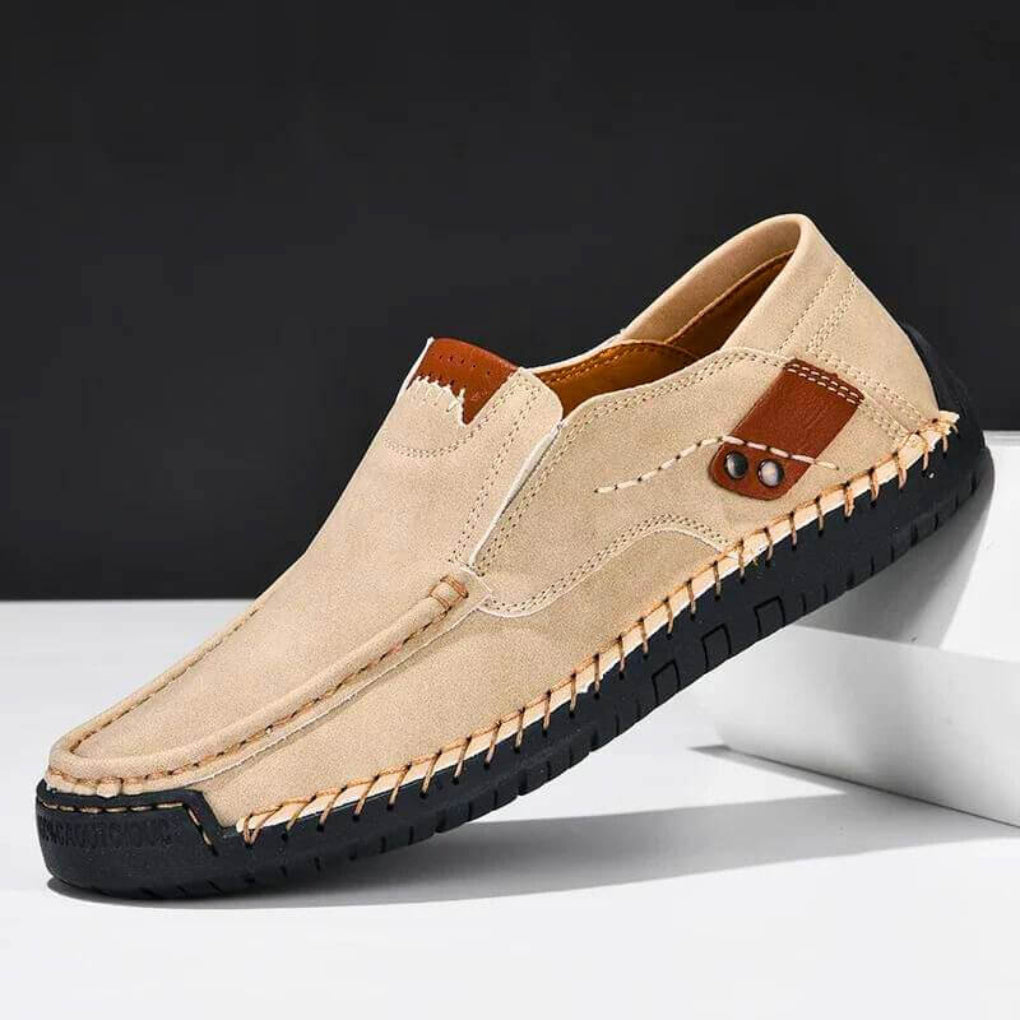 Men's slip-on walking shoes with orthopedic arch support for enhanced comfort and daily wear.