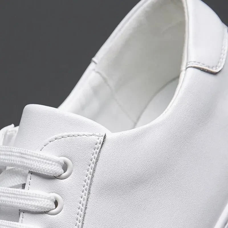 Men's smart casual navy lace-up trainers. Versatile low-top sneakers for everyday elegance.