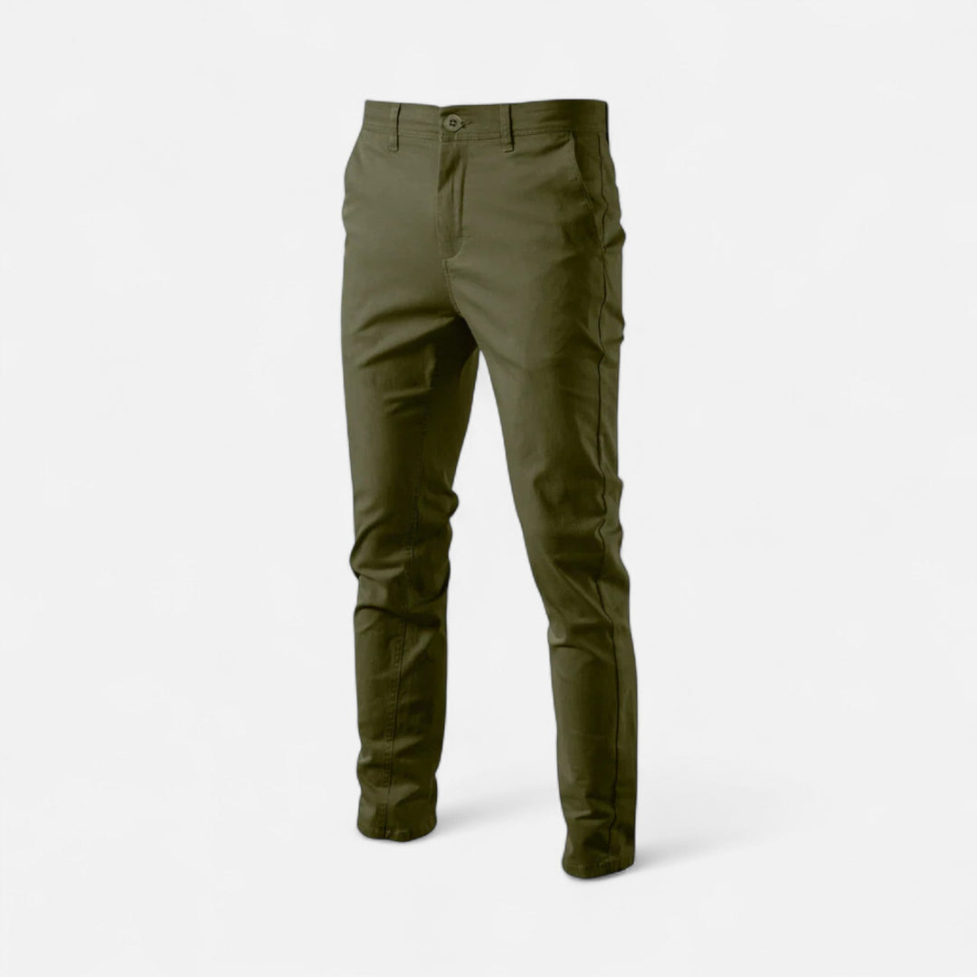 Men's smart casual chinos, tailored fit for modern style & comfort. Versatile for office or everyday wear.