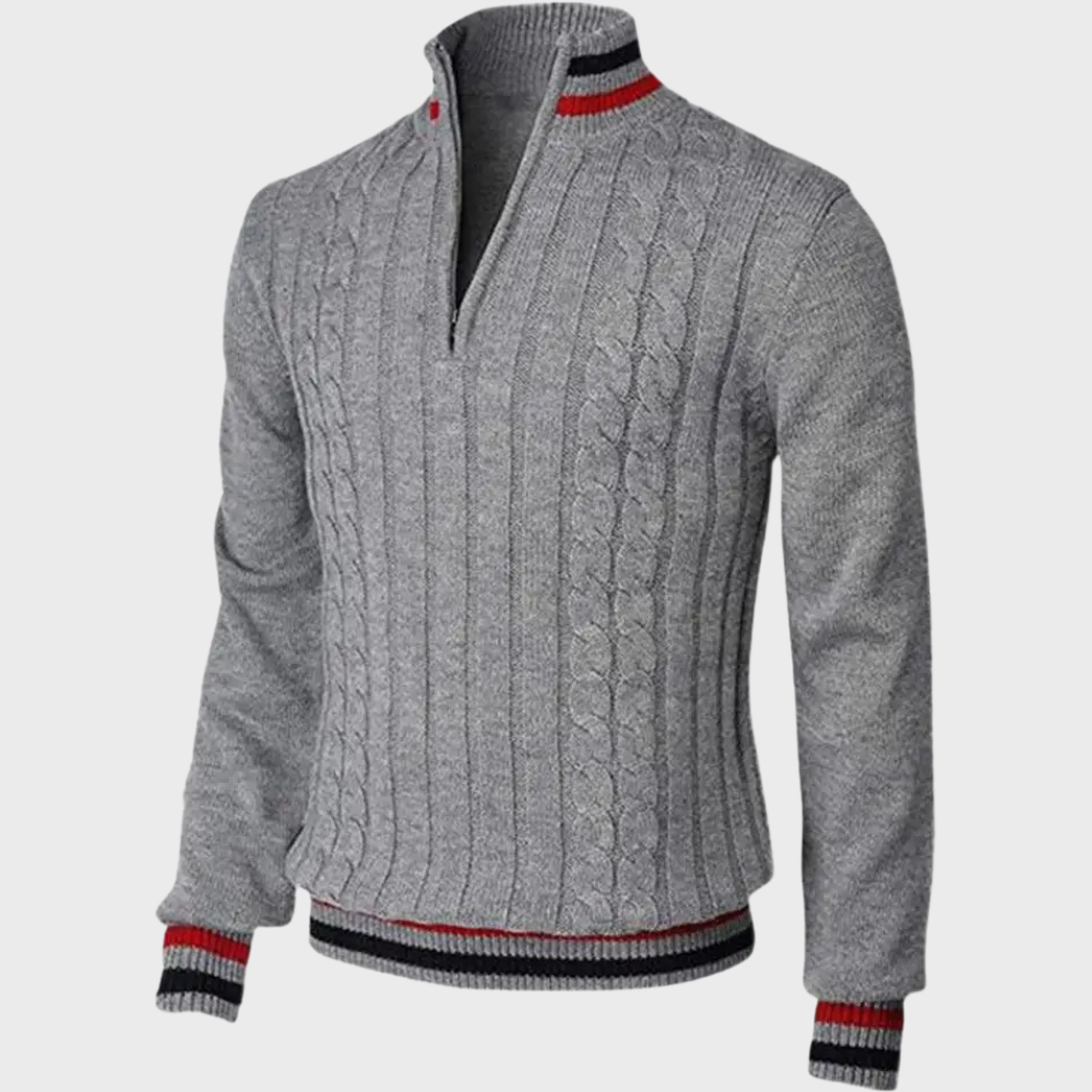 Versatile men's half zip knit sweater, a comfortable pullover ideal for fall, winter, and smart casual style.