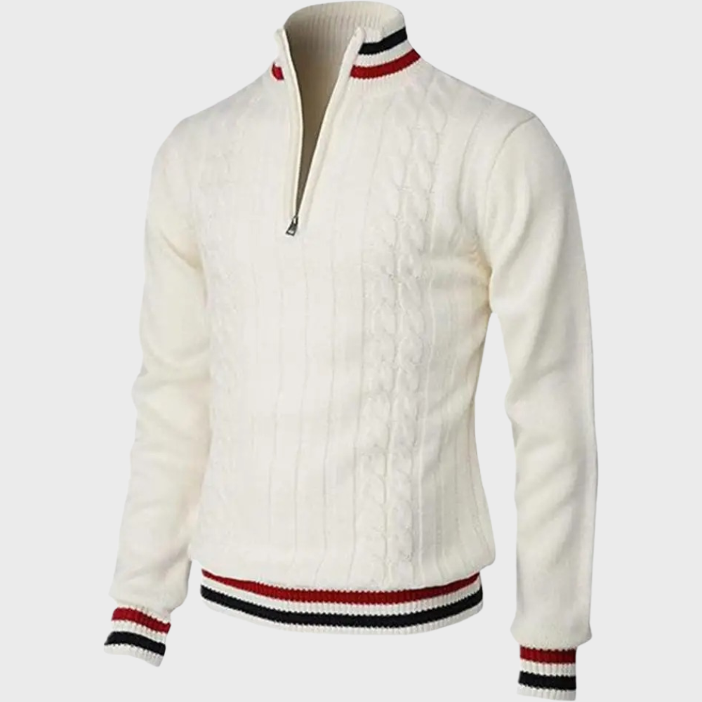 Comfortable men's half zip pullover sweater, perfect for a smart casual look or everyday versatile comfort.