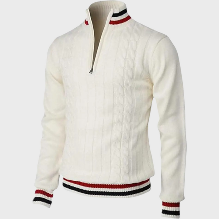 Comfortable men's half zip pullover sweater, perfect for a smart casual look or everyday versatile comfort.