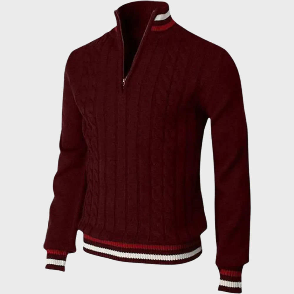 Men's stylish long sleeve half zip sweater, a versatile knit pullover for smart casual fashion.